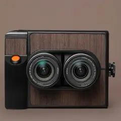 Retro aparat do tworzenia obrazów stereoskopowych z dwoma obiektywami Canon.