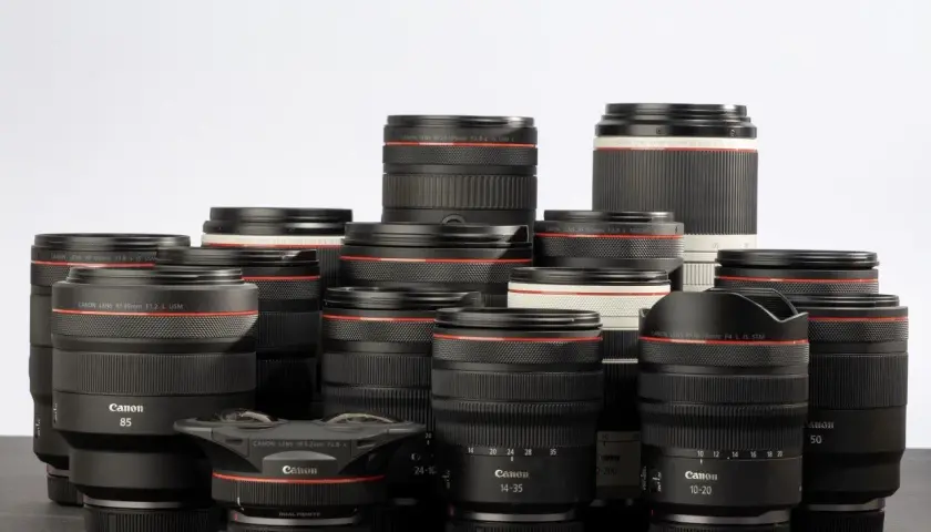 Kolekcja obiektywów Canon, w tym modele RF 85mm F1.2 L USM i RF 14-35mm F4 L IS STM, stanowią wyzwanie dla każdego konkurenta.